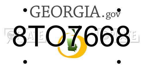 8TO7668 Georgia License Plate
