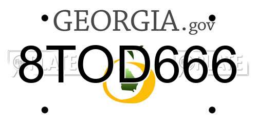 8TOD666 Georgia License Plate