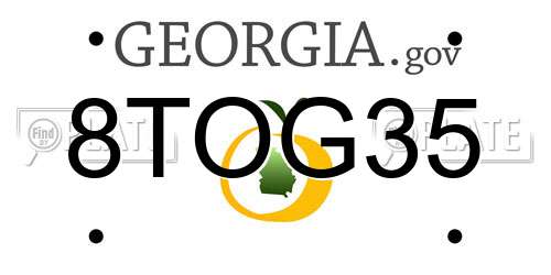 8TOG35 Georgia License Plate