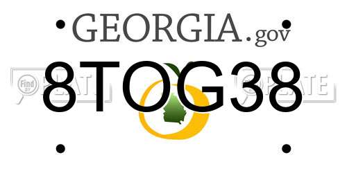 8TOG38 Georgia License Plate