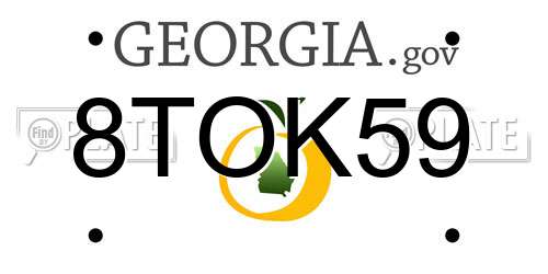 8TOK59 Georgia License Plate
