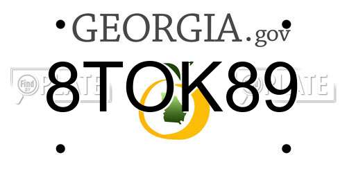 8TOK89 Georgia License Plate