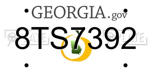 8TS7392 Georgia License Plate