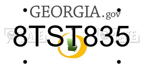 8TST835 Georgia License Plate