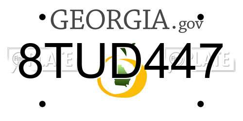 8TUD447 Georgia License Plate