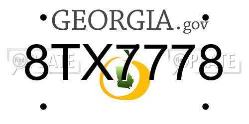 8TX7778 Georgia License Plate