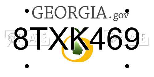 8TXK469 Georgia License Plate