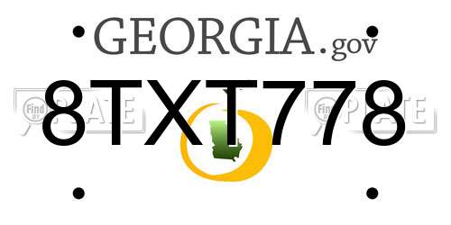 8TXT778 Georgia License Plate