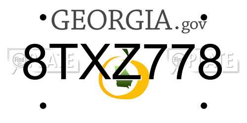 8TXZ778 Georgia License Plate