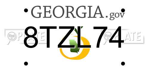 8TZL74 Georgia License Plate