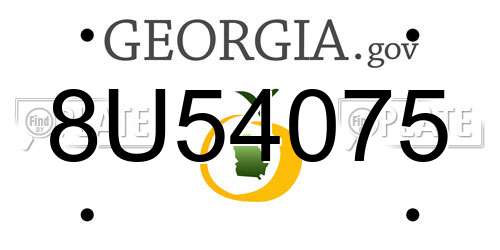 8U54075 Georgia License Plate