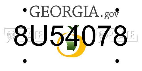 8U54078 Georgia License Plate