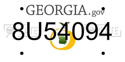 8U54094 Georgia License Plate