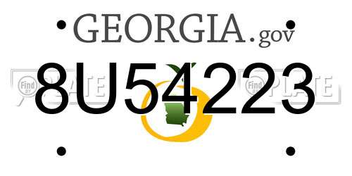 8U54223 Georgia License Plate