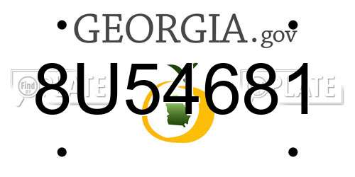 8U54681 Georgia License Plate