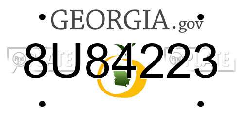 8U84223 Georgia License Plate