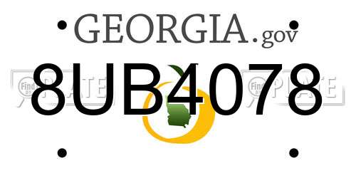 8UB4078 Georgia License Plate