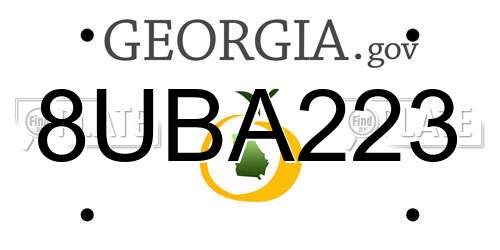 8UBA223 Georgia License Plate