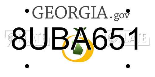 8UBA651 Georgia License Plate
