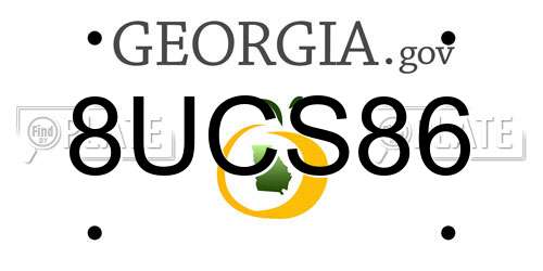 8UCS86 Georgia License Plate