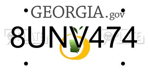 8UNV474 Georgia License Plate