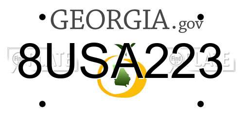 8USA223 Georgia License Plate