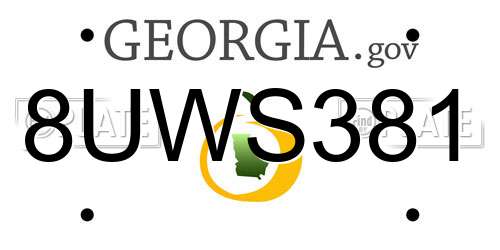 8UWS381 Georgia License Plate