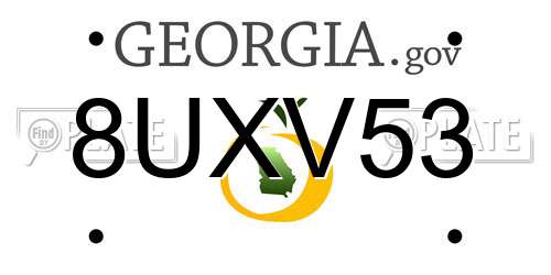 8UXV53 Georgia License Plate