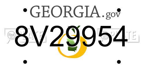 8V29954 Georgia License Plate
