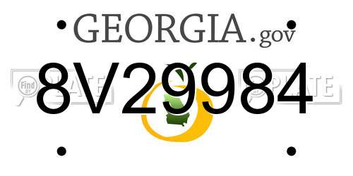 8V29984 Georgia License Plate