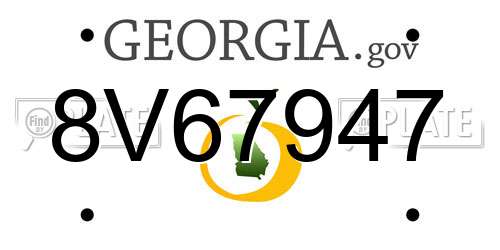 8V67947 Georgia License Plate