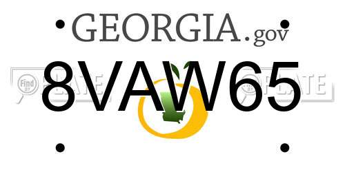 8VAW65 Georgia License Plate