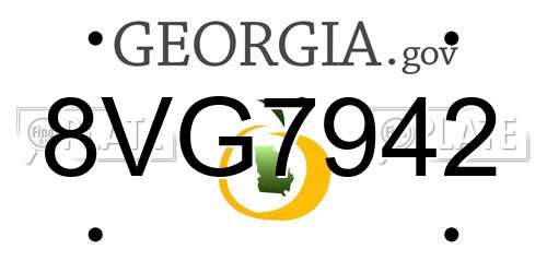 8VG7942 Georgia License Plate