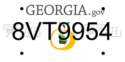 8VT9954 Georgia License Plate