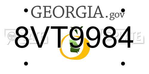 8VT9984 Georgia License Plate