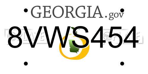8VWS454 Georgia License Plate