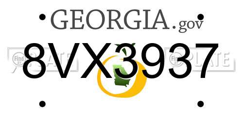 8VX3937 Georgia License Plate