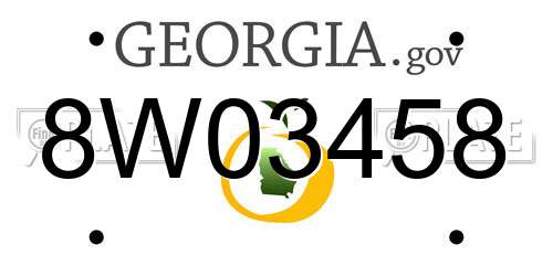 8W03458 Georgia License Plate