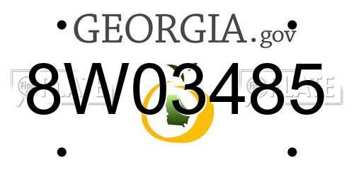 8W03485 Georgia License Plate