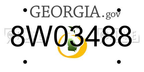 8W03488 Georgia License Plate