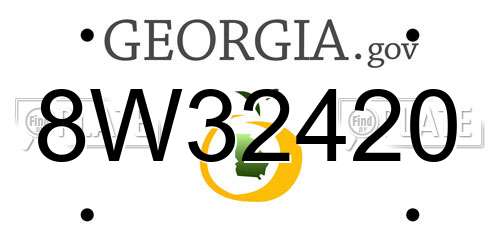 8W32420 Georgia License Plate