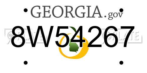 8W54267 Georgia License Plate
