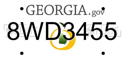 8WD3455 Georgia License Plate