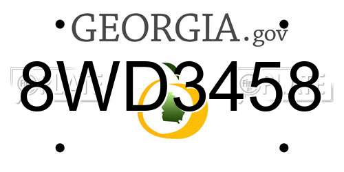 8WD3458 Georgia License Plate