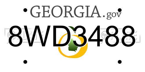 8WD3488 Georgia License Plate