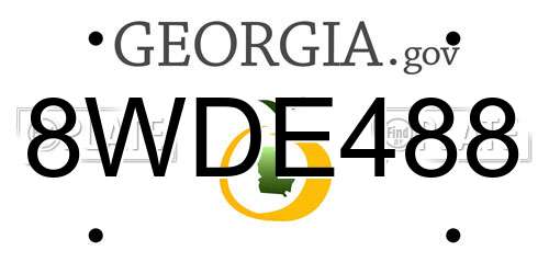 8WDE488 Georgia License Plate