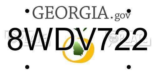 8WDV722 Georgia License Plate