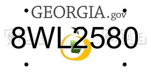 8WL2580 Georgia License Plate