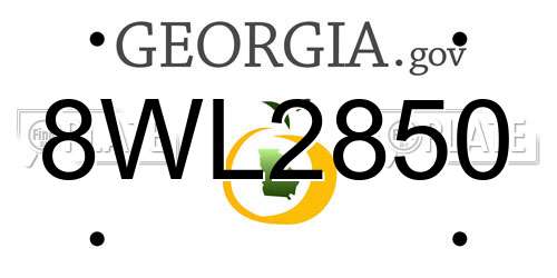 8WL2850 Georgia License Plate