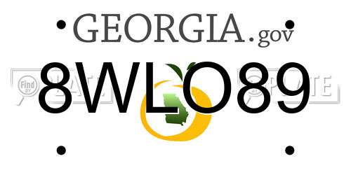 8WLO89 Georgia License Plate